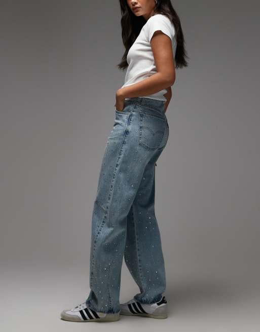 Levi's – Obszerne zdobione niebieskie jeansy dad z baryłkowymi nogawkami , 3 z 5