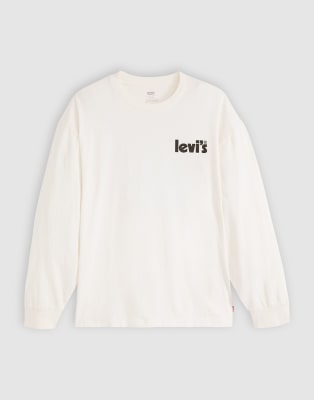 off beets back print authentic fit long sleeve T-shirt in beige-Neutral