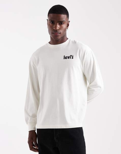 Levi's off beets back print authentic fit long sleeve T-shirt in beige - view 1
