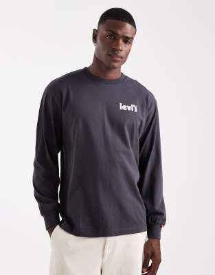 Levi's Off Beets Back Print Authentic Fit Long Sleeve T-shirt In Black