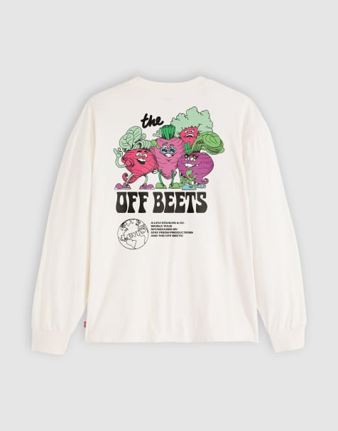 Levi's - Off Beets - T-Shirt a maniche lunghe vestibilità autentica beige con stampa sul retro - view 1