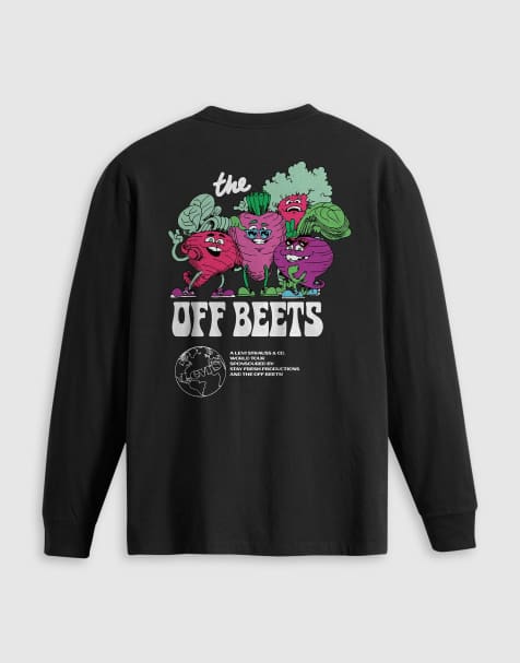 Levi's - Off Beets - T-Shirt a maniche lunghe vestibilità autentica nera con stampa sul retro - view 1