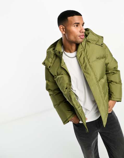 Levi's – Olivgrön dunvadderad pufferjacka med huva - view 1