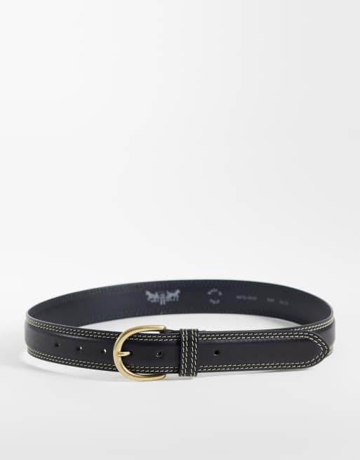 Levi's - Olivia - Cintura in pelle con bordi smerlati color caviale