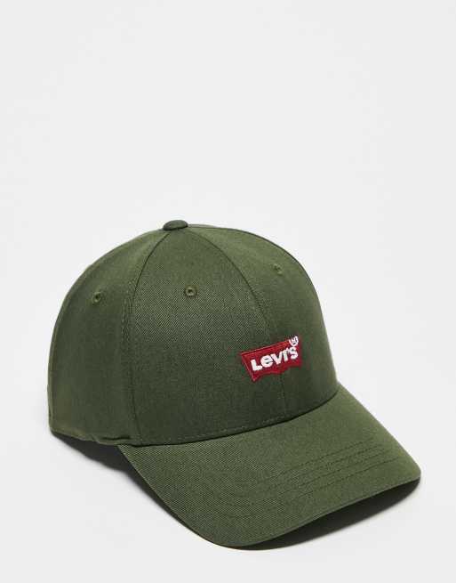 Levi's – Oliwkowozielona czapka z daszkiem i logo Batwing