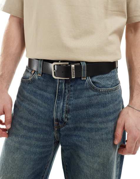 Levi's - Omkeerbare leren riem met logo op de gesp in zwart/lichtbruin - view 1