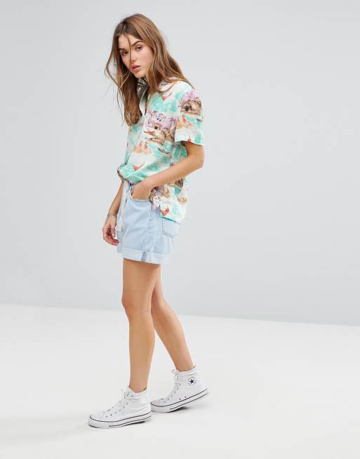 Levi's hawaiian shirt womens cheap