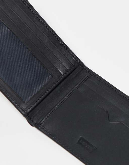 Levi's - Openklapbare portemonnee van leer met logo in zwart, 2 van 3