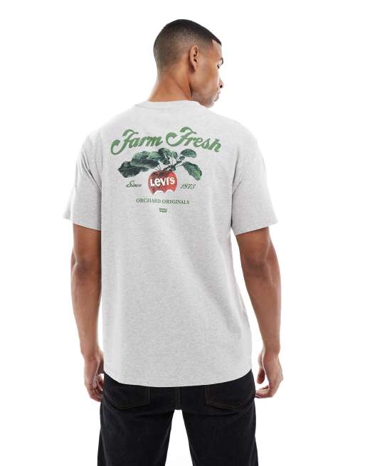 Levi's - Orchard - Oversized T-shirt met vintage Farm Fresh-print op de achterkant in gemêleerd grijs, 3 van 5