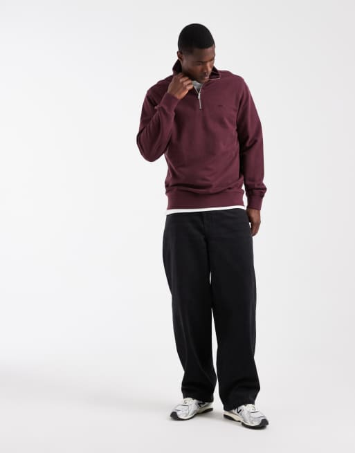 Levi's original 1/4 zip sweatshirt in burgundy , 2 of 5