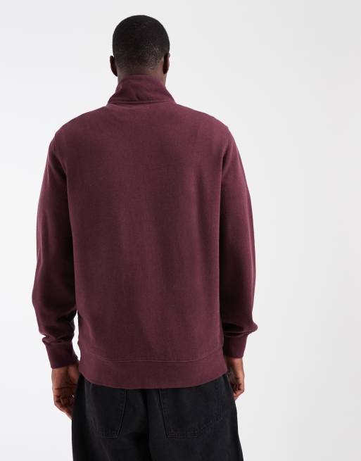 Levi's original 1/4 zip sweatshirt in burgundy , 3 of 5