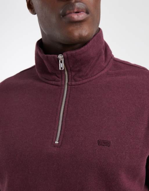Levi's original 1/4 zip sweatshirt in burgundy , 5 of 5
