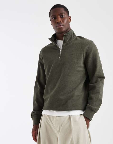 Levi's original 1/4 zip sweatshirt in dark green - view 1