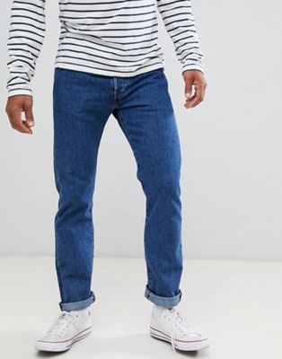 Levi's Original – 501 Stentvättade straight leg jeans med normalhög midja-Blå