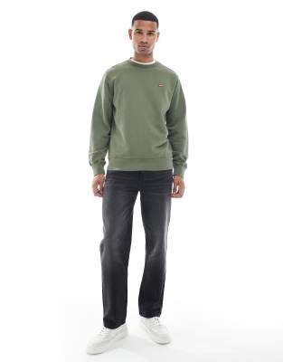 Levi's Original Batwing Logo French Terry Crew Sweatshirt In Green