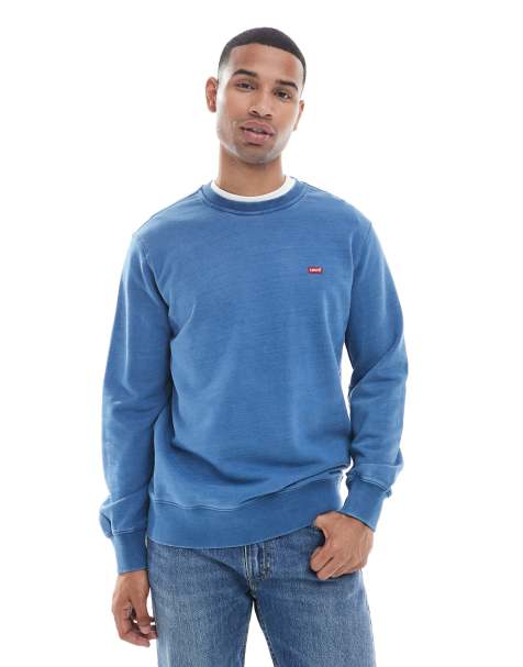 Levi's original batwing logo french terry sweatshirt in indigo blue - view 1