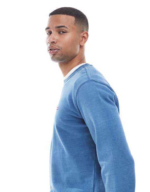 Levi's original batwing logo french terry sweatshirt in indigo blue, 4 of 5