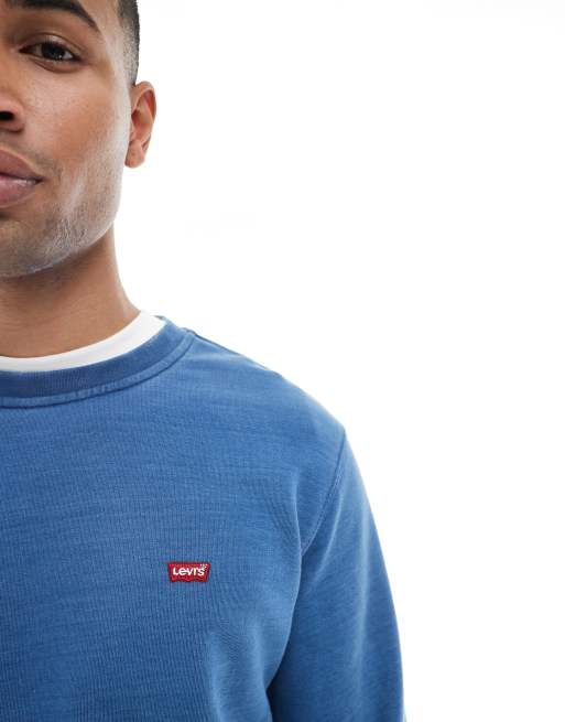 Levi's original batwing logo french terry sweatshirt in indigo blue, 5 of 5