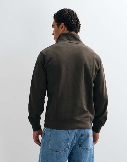 Levi's original batwing logo half zip sweatshirt in brown, 5 of 9