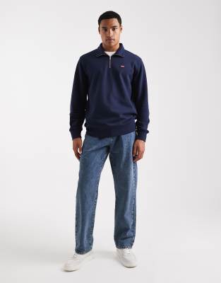 Levi's Original Batwing Logo Half Zip Sweatshirt In Blue