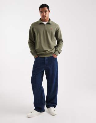 Levi's Original Batwing Logo Half Zip Sweatshirt In Green