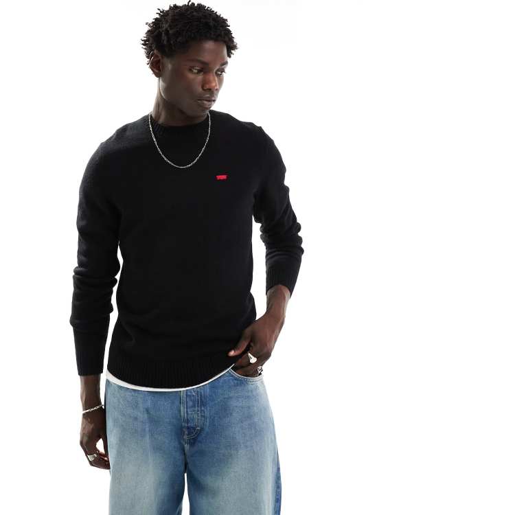 Levi s original batwing logo knit jumper in black ASOS