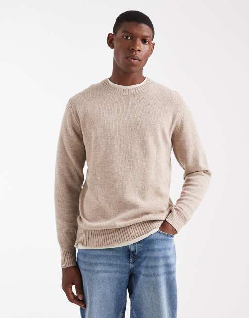 Levi's original batwing logo knit sweater in heathered beige