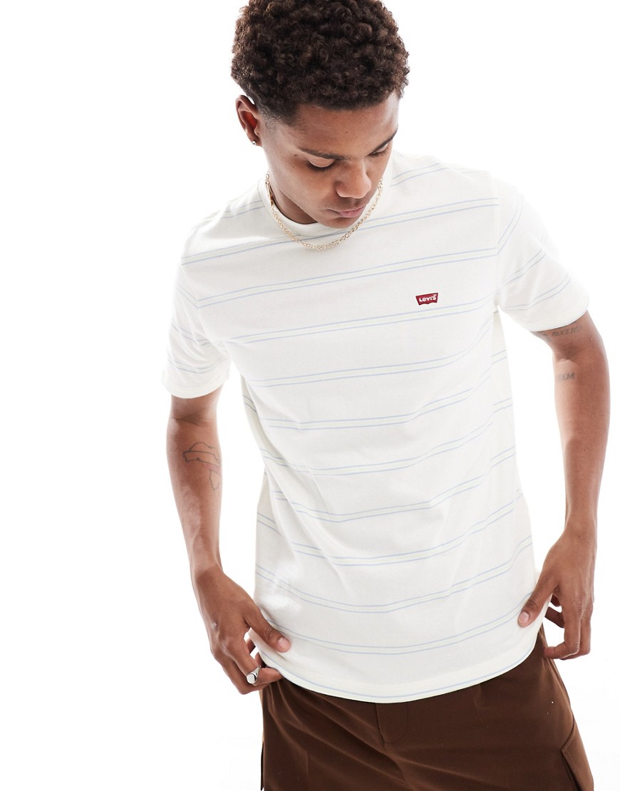 Levi’s original batwing logo stripe t-shirt in cream-White