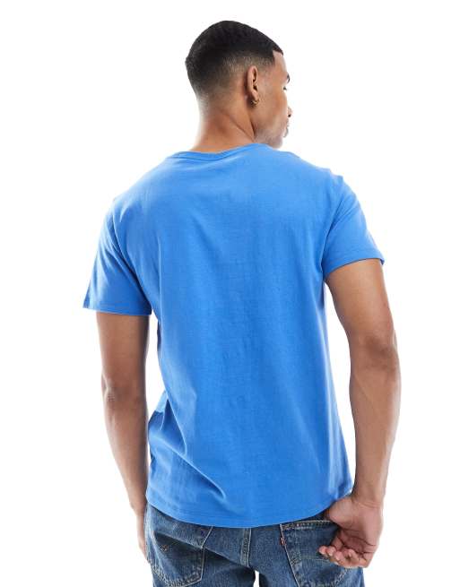 Levi's original batwing logo t-shirt in mid blue, 3 of 4
