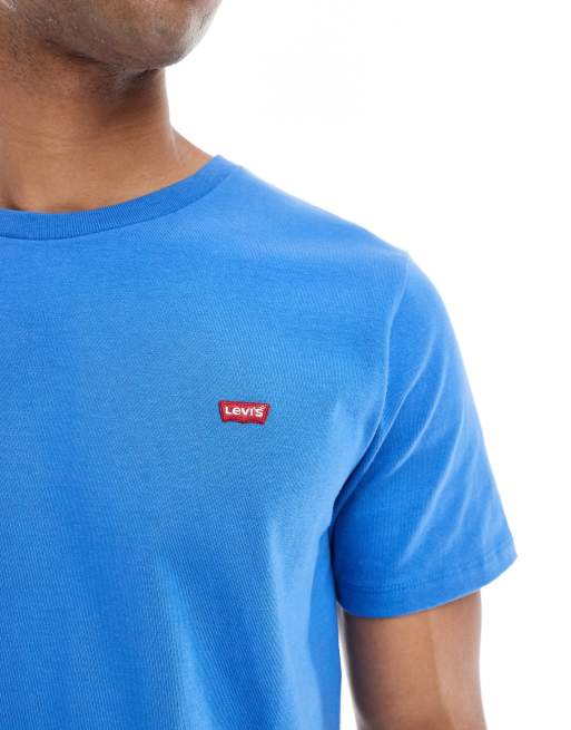 Levi's original batwing logo t-shirt in mid blue, 4 of 4