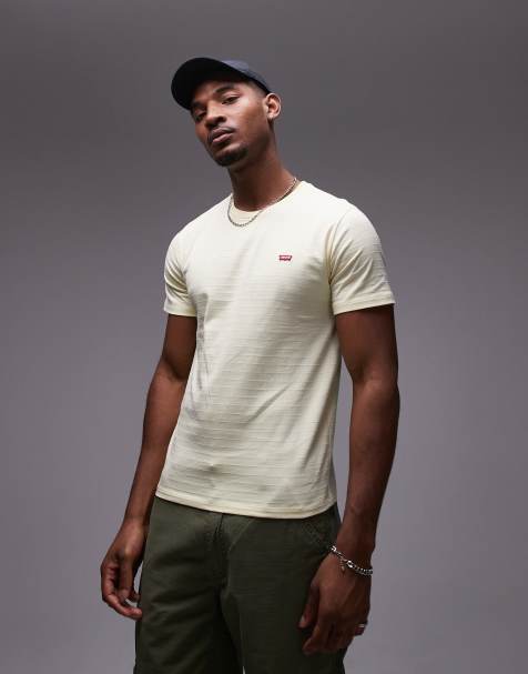 Levi's Original batwing logo textured stripe t-shirt in yellow - view 1