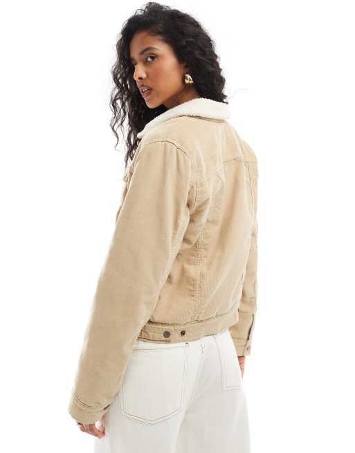 Levi's - Original - Beige trucker-jakke i fløjl med for i imiteret lammeskind, 4 af 4