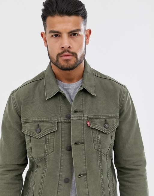 Levi s original canvas trucker jacket in olive night ASOS