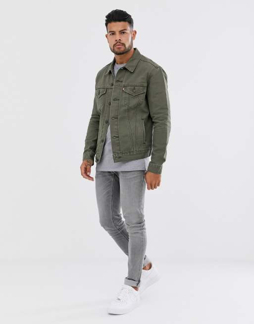 Levi's olive trucker clearance jacket