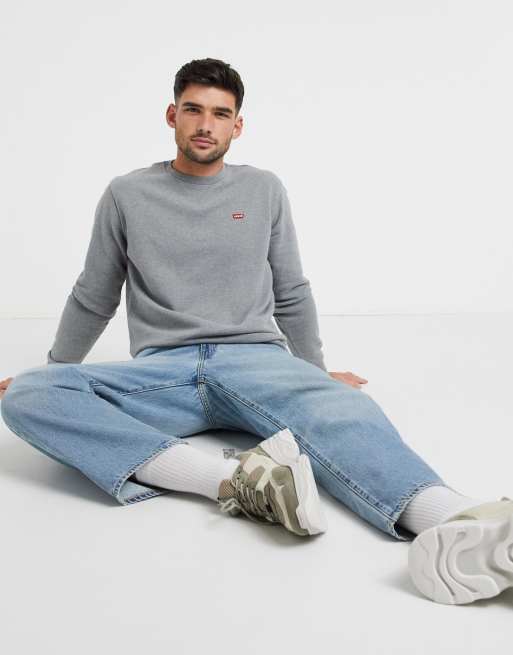 Levi's original crew sweatshirt with batwing logo in chisel gray heather