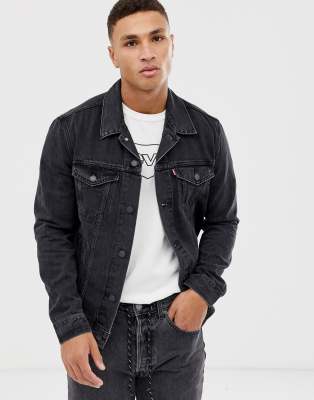 levi's berk denim trucker jacket in black