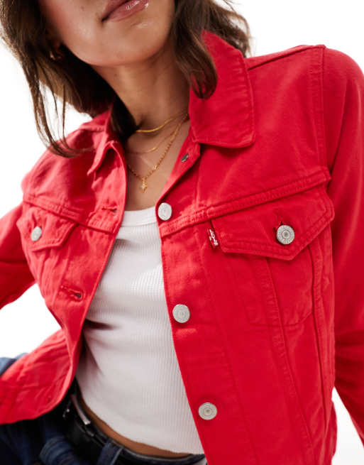 Levi's red denim jacket on sale womens