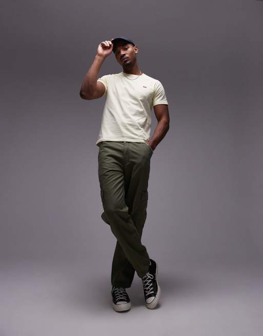 Levi's – Original – Gestreiftes T-Shirt in Gelb mit Noppenstruktur und Fledermaus-Logo, 3 von 4