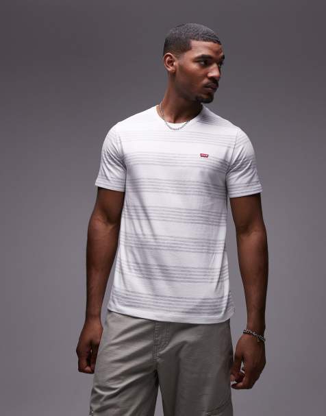 Levi's – Original – Gestreiftes T-Shirt in Weiß mit Fledermaus-Logo - view 1