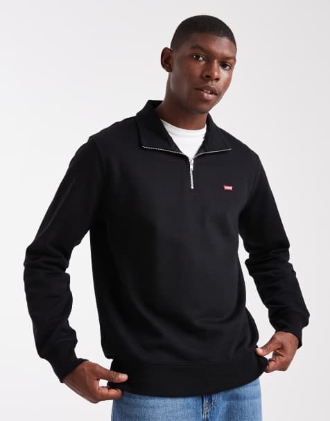 Levi's - Original Hallmark - Sweatshirt met 1/4 rits en logo in zwart - view 1