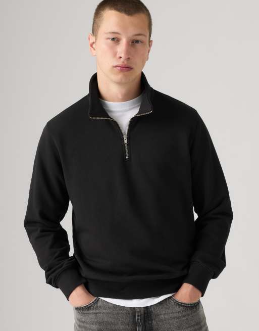 Levi's Original housemark pullover con mezza zip nero, 4 di 4