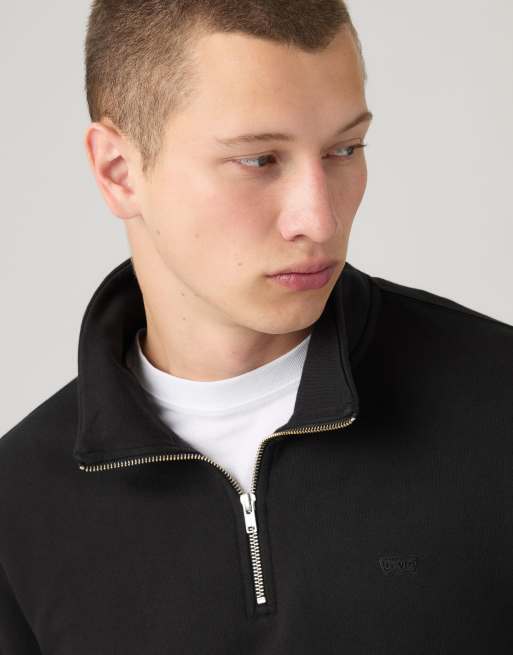 Levi's Original housemark quarter-zip pullover in black, 3 of 4