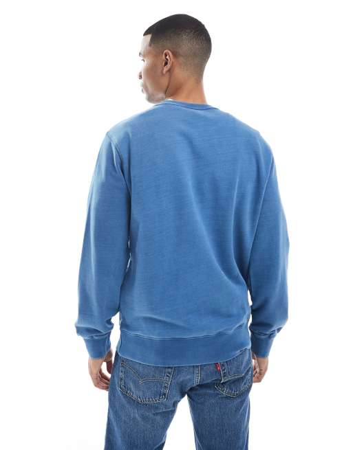 Levi's - Original - Indigoblå sweatshirt med flagermuslogo i fransk frotté, 3 af 5