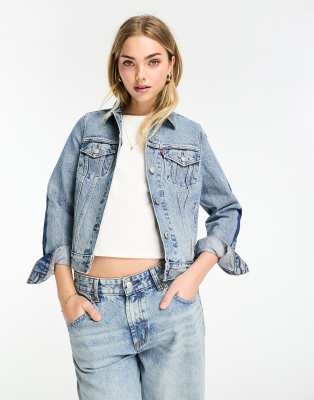 Levi's - Original -Jeansjacke im Trucker-Stil in Hellblau mit seitlichen Streifen