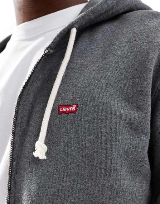 Levi's – Original – Kapuzenjacke in meliertem Anthrazit mit Fledermaus-Logo mit durchgehendem Reißverschluss, 2 von 5