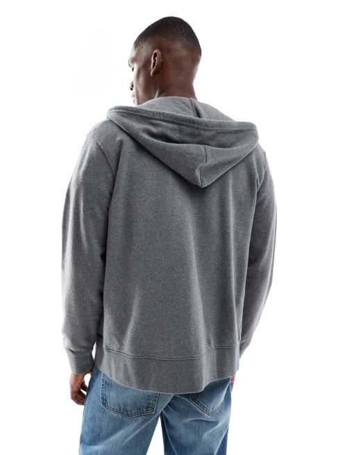 Levi's – Original – Kapuzenjacke in meliertem Anthrazit mit Fledermaus-Logo mit durchgehendem Reißverschluss, 4 von 5