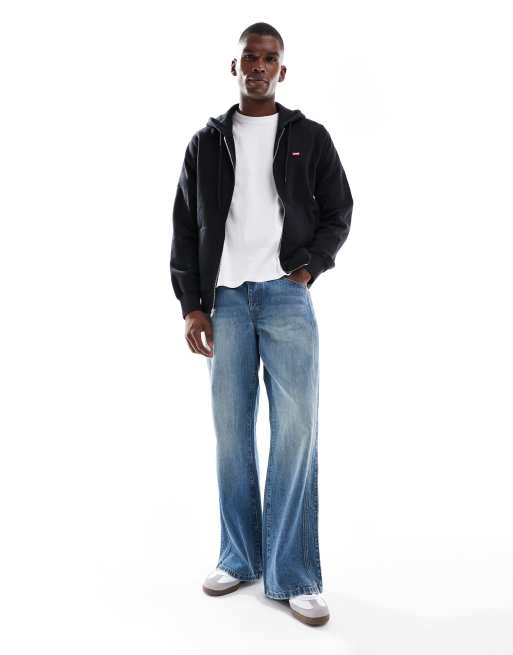 Levi's – Original – Kapuzenjacke in Schwarz mit Reißverschluss und Fledermaus-Logo, 3 von 5