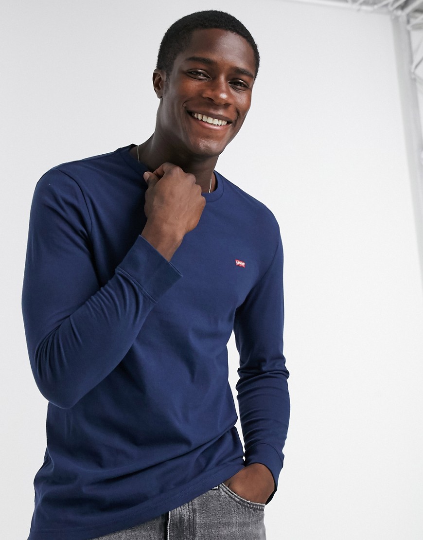 Levi's Original Logo Patch Long Sleeve T-shirt In Blue | ModeSens