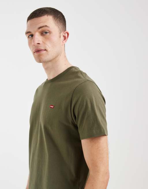 Levi's - Original - Olivengrøn T-shirt med lille flagermusvingelogo, 4 af 5