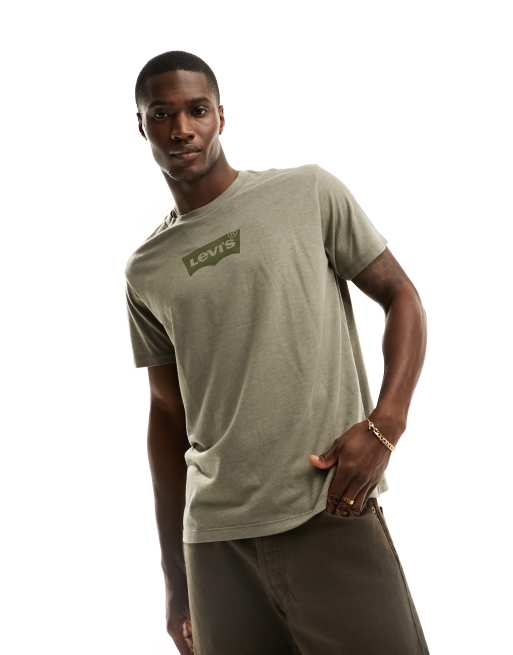 Levi's – Original – Olivgrön t-shirt med fladdermusformad logga